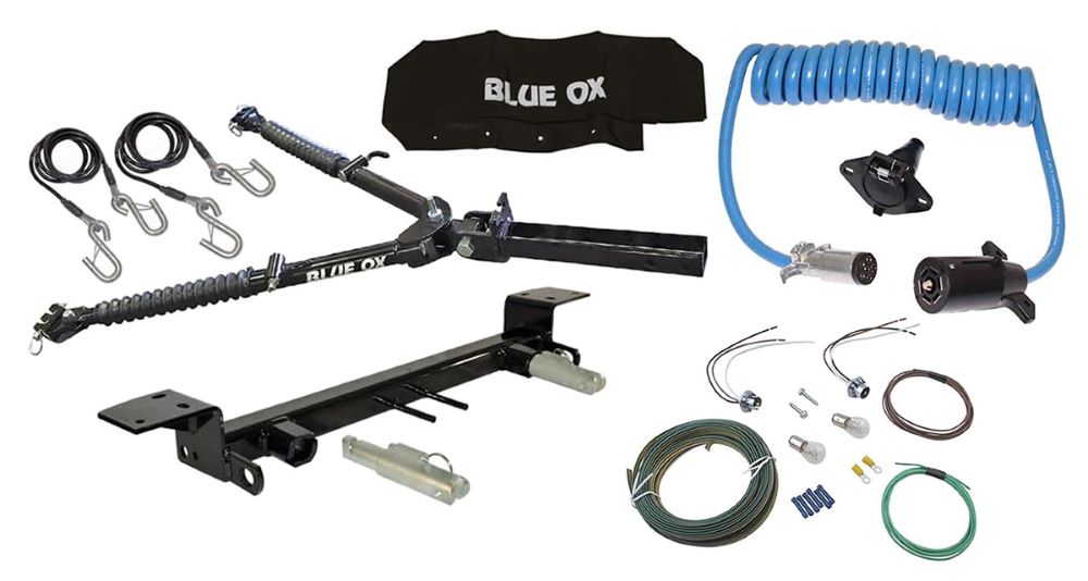 Blue Ox Alpha 2 Tow Bar (6,500 lbs. cap.) & Baseplate Combo fits Select Jeep Gladiator (Includes Mojave) (Includes ACC) With Towed Vehicle Light Wiring Kit