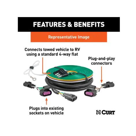 CURT 52102 - Custom RV Wiring Harness, Select Ford F-250, F-350 With Backup - Sensors