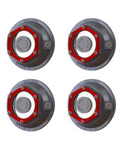 Set of 4 - ST-350 3-1/2 Valcrum Universal Threaded Aluminum Alloy Hub Caps, Fits Dexter 9K-10K GD Axles and #13G Drums