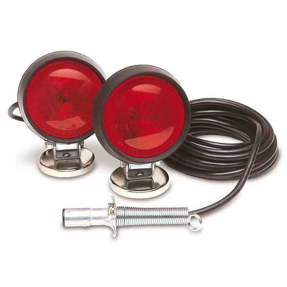 Magnetic Mount Tow Lights - Incandescent Bulbs with 4-Pin Round Plug - Made in USA
