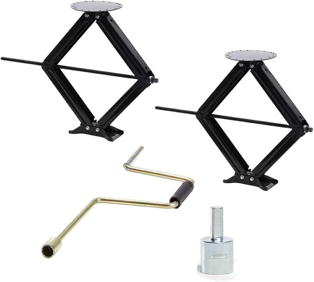 Two Pack of Stabilizer Scissor Jack - 5,000 lbs. Capacity, Including Manual Crank Handle & 3/4" Nut Driver
