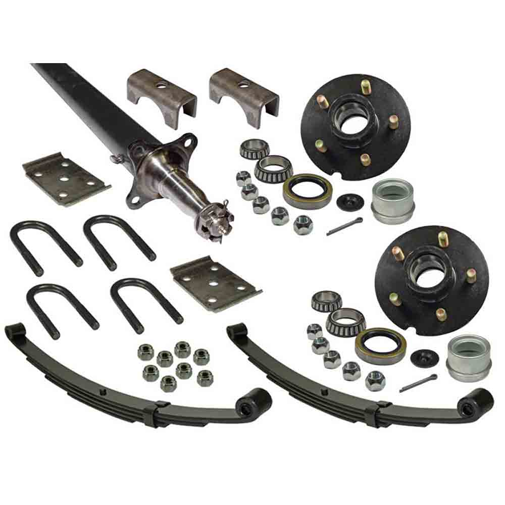 3,500 lb. Straight Axle Assembly with Brake Flanges and 5-Bolt on 4-1/2 Inch Hubs - 62 Inch Hub Face