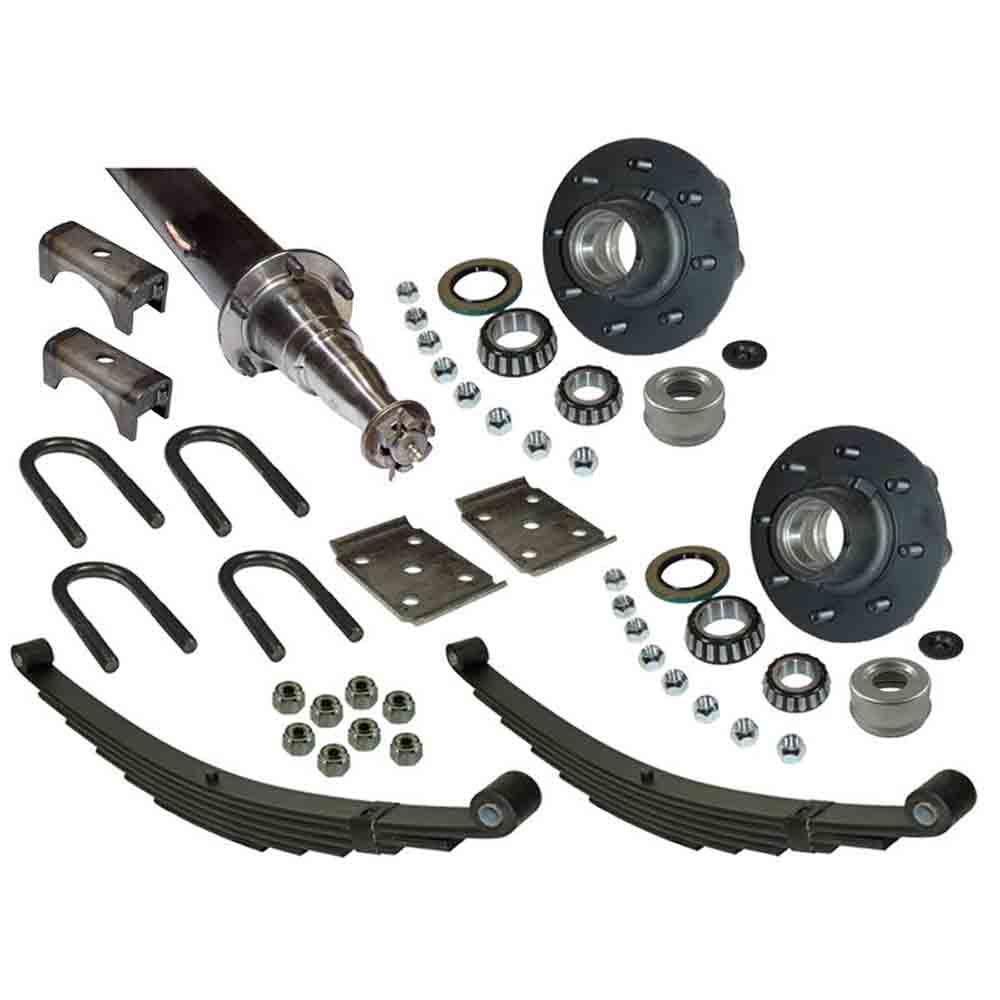 6,000 lb. Straight Axle Assembly with Brake Flanges & 8-Bolt on 6-1/2 Inch Hubs - 74 Inch Hub Face