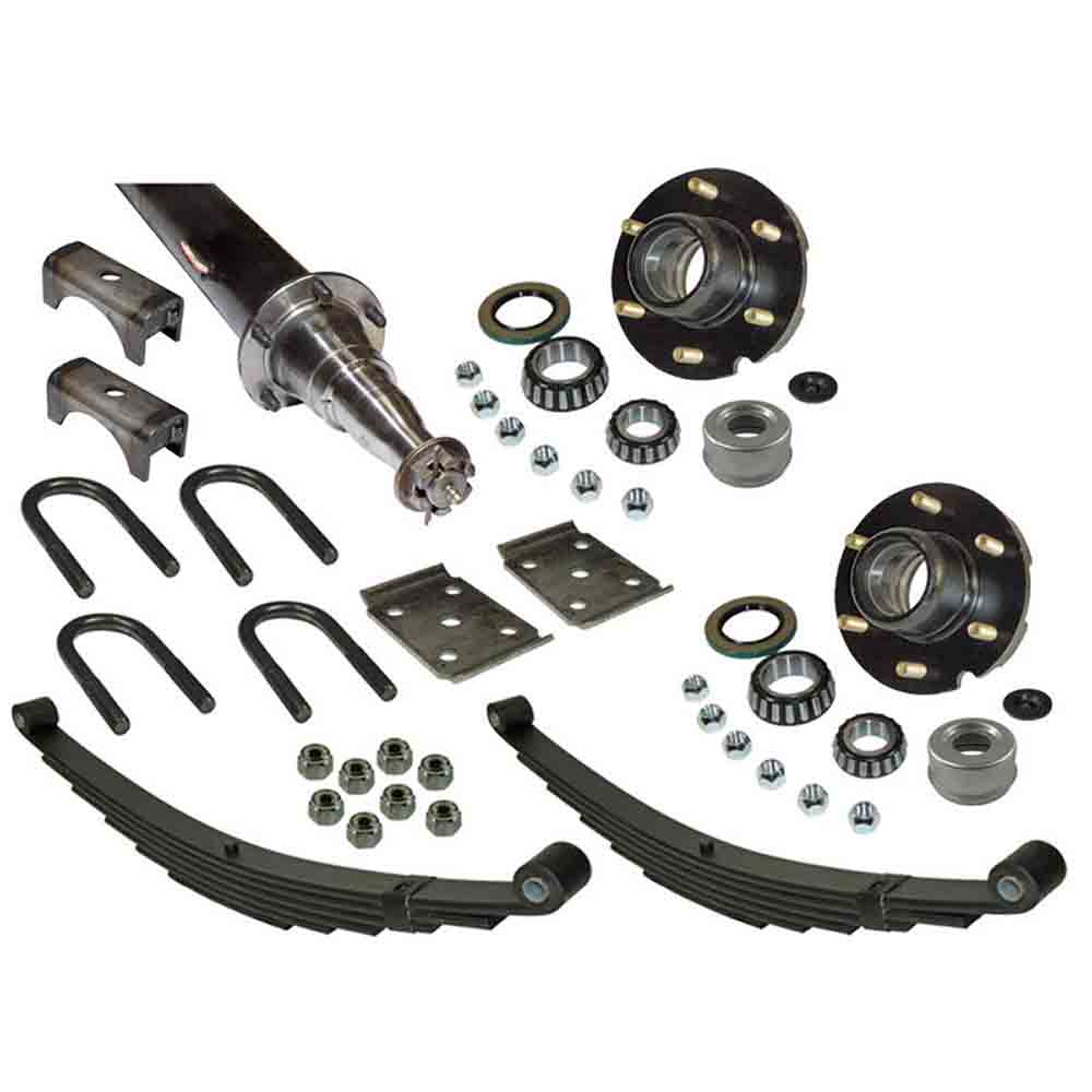 6,000 lb. Straight Axle Assembly with Brake Flanges & 6-Bolt on 5-1/2 hubs - 86 Inch Hub Face