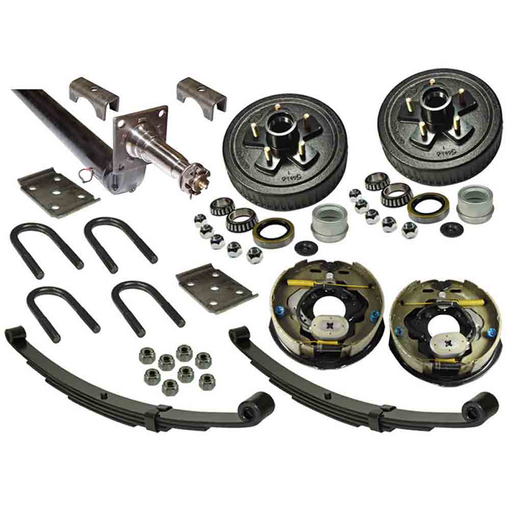 3,500 lb. Drop Axle Assembly with Electric Brakes & 5-Bolt on 4-1/2 Inch Hub/Drums - 76 Inch Hub Face