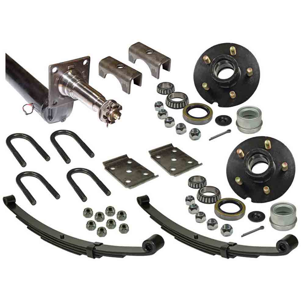 3,500 lb. Drop Axle Assembly with Brake Flanges & 5-Bolt on 4-1/2 Inch Hubs - 76 Inch Hub Face