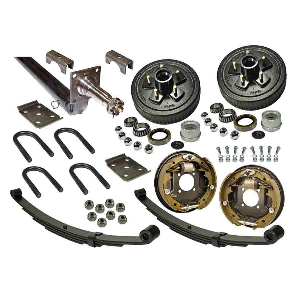 3,500 lb. Drop Axle Assembly with Hydraulic Brakes & 5-Bolt on 4-1/2 Inch Hub/Drums - 76 Inch Hub Face
