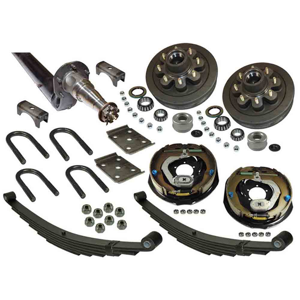 6,000 lb. Drop Axle Assembly with Electric Brakes & 8-Bolt on 6-1/2 Inch Hub/Drums - 89-1/2 Inch Hub Face