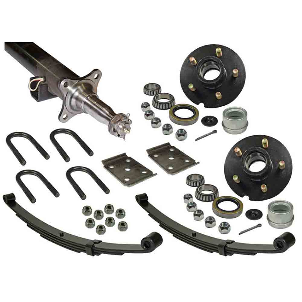 3,500 lb. Straight Axle Assembly with Brake Flanges & 5-Bolt on 4-1/2 Inch Hubs - 74 Inch Hub Face