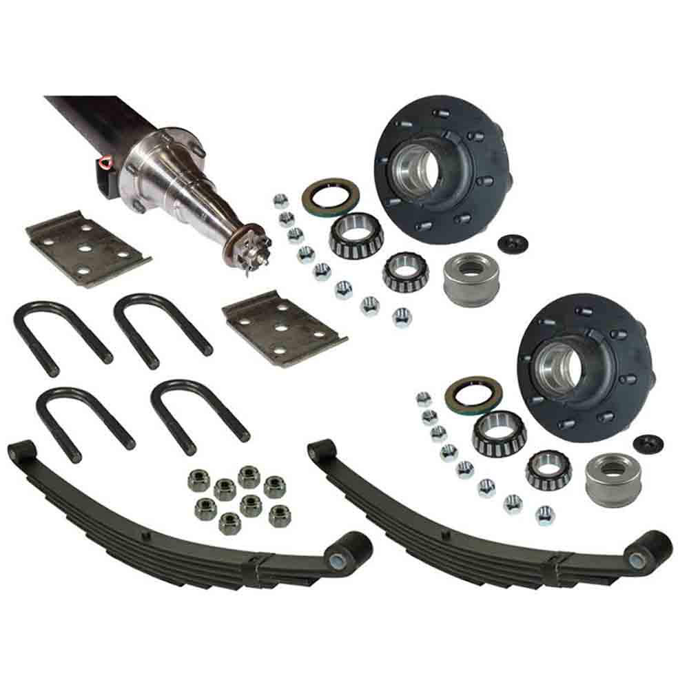 6,000 lb. Straight Axle Assembly with Brake Flanges & 8-bolt on 6-1/2 Inch Hubs - 74 Inch Hub Face