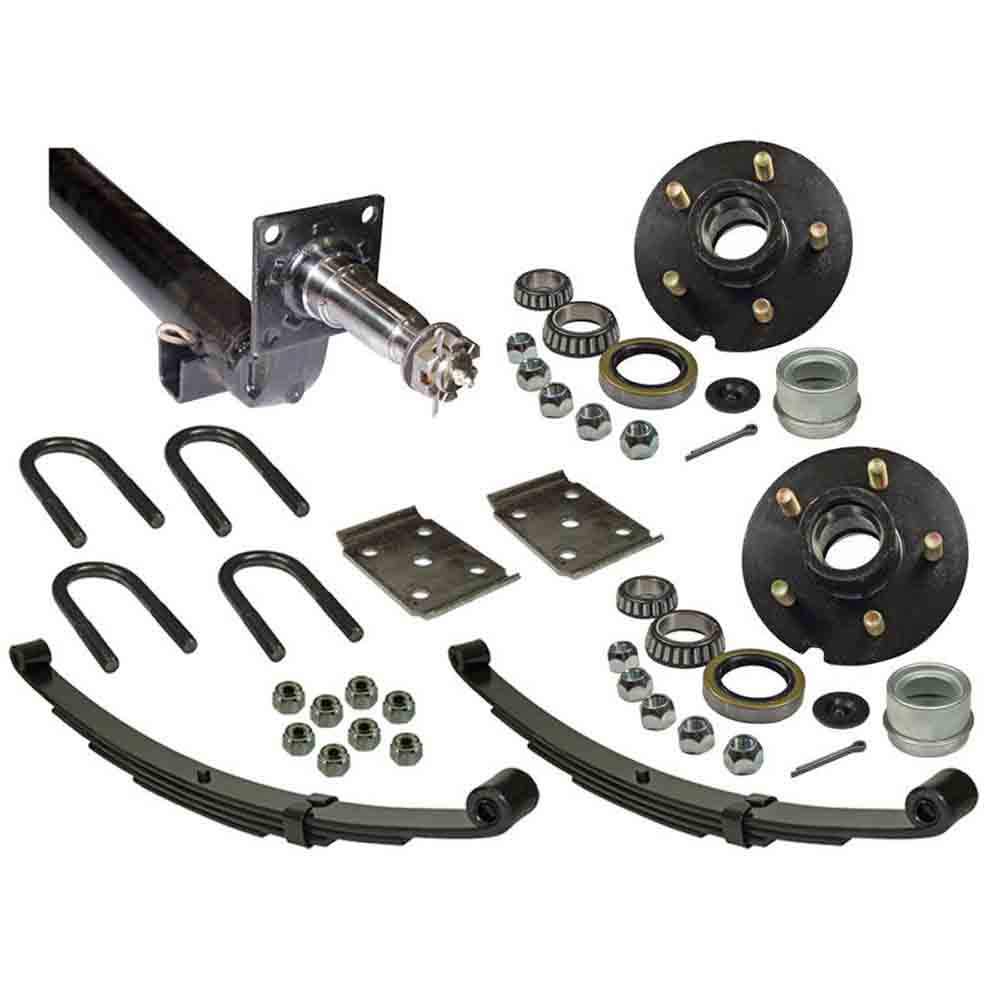 3,500 lb. Drop Axle Assembly with Brake Flanges & 5-Bolt on 4-1/2 Inch Hubs - 76 Inch Hub Face