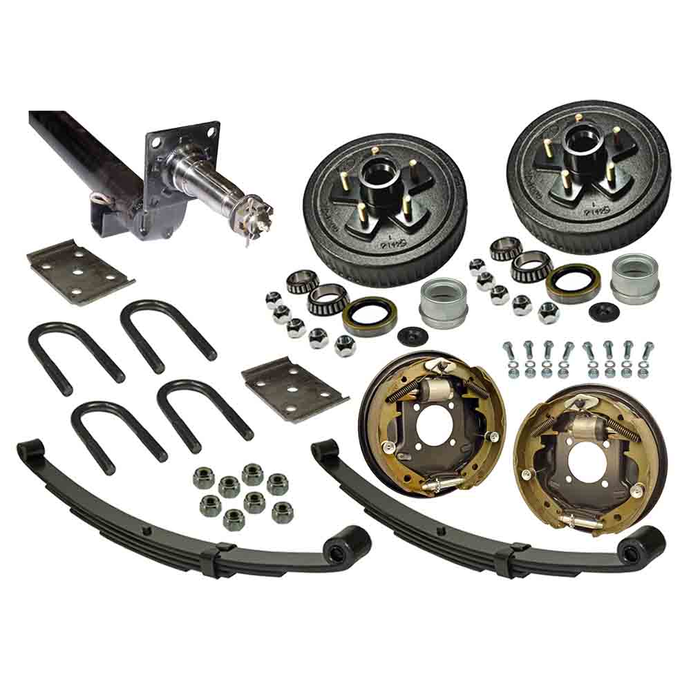 3,500 lb. Drop Axle Assembly with Hydraulic Brakes & 5-Bolt on 4-1/2 Inch Hub/Drums - 88 Inch Hub Face