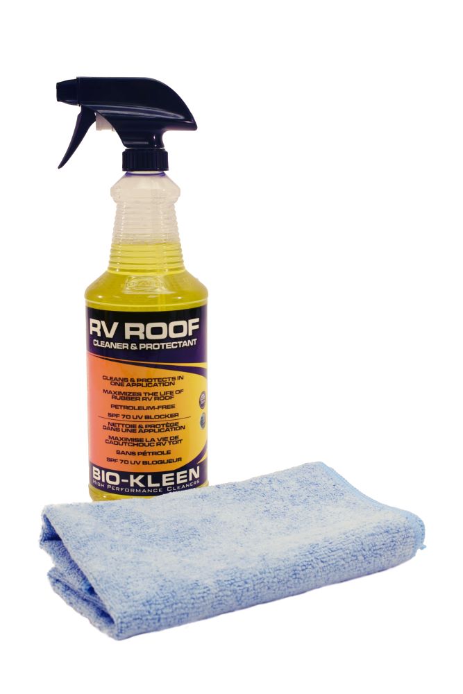 Bio-Kleen RV Roof Cleaner and Protectant with Microfiber Towel, SPF 70 UV Blocker, Petroleum-Free Formula, 32 oz.