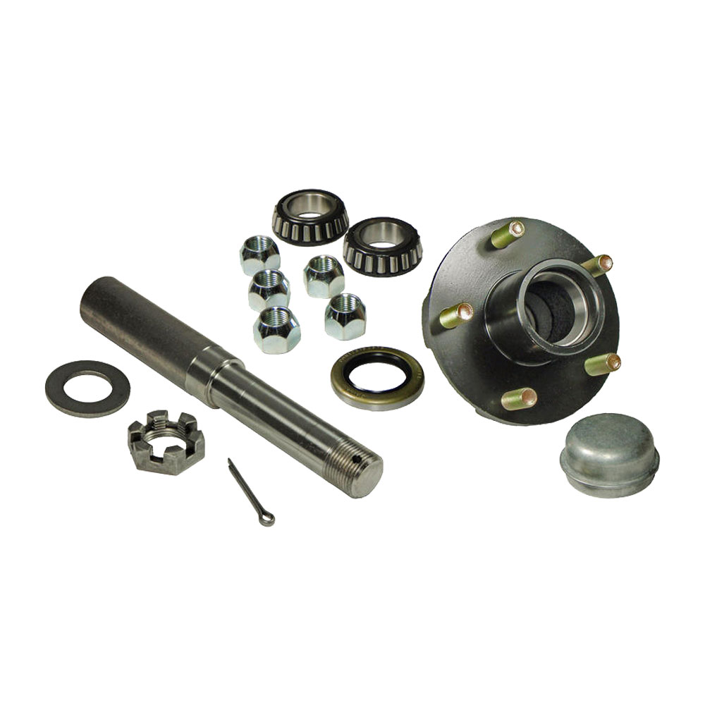 Single - 5-Bolt on 4-1/2 Inch Hub Assembly with 1-1/16 Inch Straight Spindle & Bearings