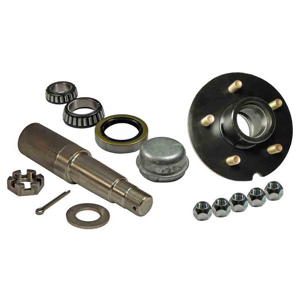 Single - 5-Bolt on 4-1/2 Inch Hub Assembly with Tapered Spindle & Bearings