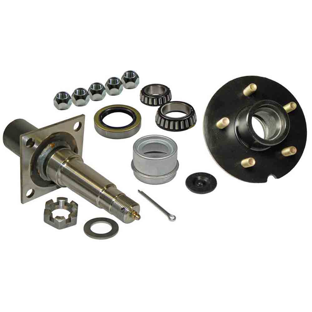 Single - 5-Bolt on 4-1/2 Inch Hub Assembly with Flanged, Tapered Spindle & Bearings